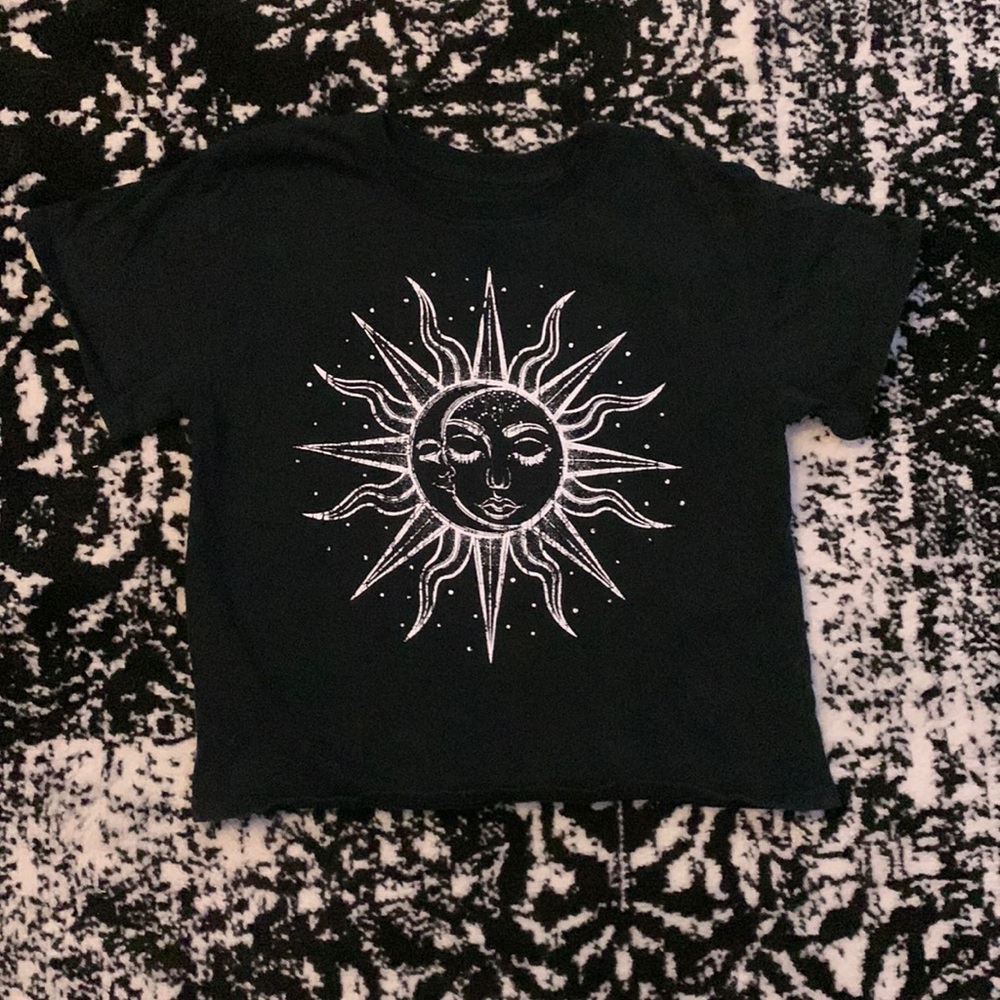 Black Sun and Moon Kids Crop Top